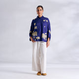 Ele Fun Oversized Modal Satin Shirt - Royal Blue