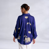 Ele Fun Oversized Modal Satin Shirt - Royal Blue