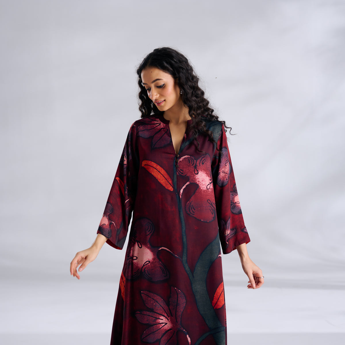 Rivaa Modal Satin Kurta - Red