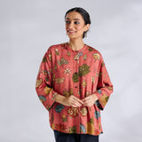 Mirin Modal Satin Oversized Shirt - Aurora Peach