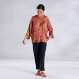 Mirin Modal Satin Oversized Shirt - Aurora Peach