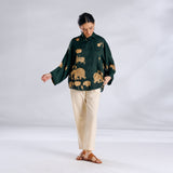 Ele Fun Oversized Modal Satin Shirt - Green