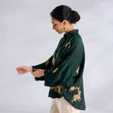 Ele Fun Oversized Modal Satin Shirt - Green
