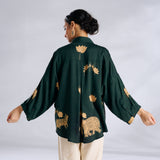Ele Fun Oversized Modal Satin Shirt - Green