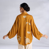 Ele Fun Oversized Modal Satin Shirt - Yellow
