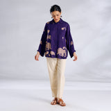 Ele Fun Oversized Modal Satin Shirt - Violet