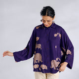 Ele Fun Oversized Modal Satin Shirt - Violet