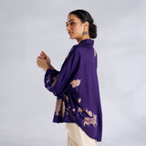 Ele Fun Oversized Modal Satin Shirt - Violet