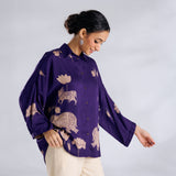 Ele Fun Oversized Modal Satin Shirt - Violet