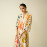 Into the Wilderness Slub Cotton Kurta Set - Cream White