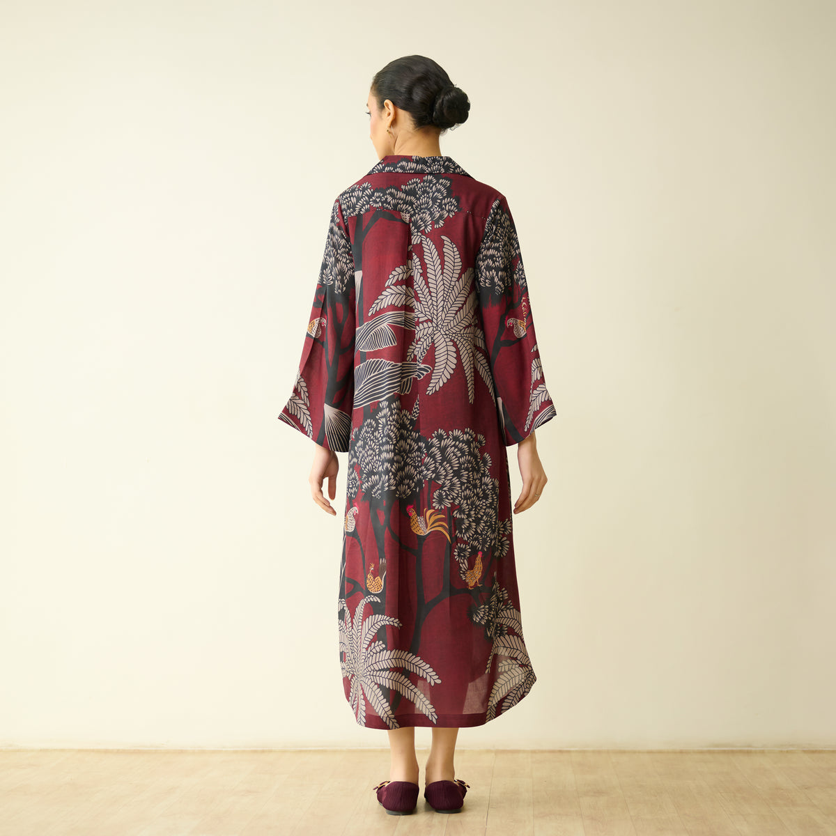 Palm Tree Modal Statement Dress - Maroon