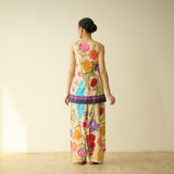 Flower Garden Slub Cotton Farsi Coord Set - Mango Yellow