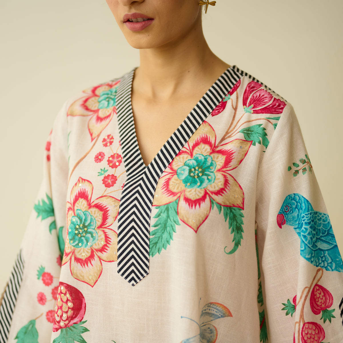Dil Slub Cotton Hand Embroidered Kurta Set - Butter White