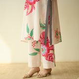 Dil Slub Cotton Hand Embroidered Kurta Set - Butter White