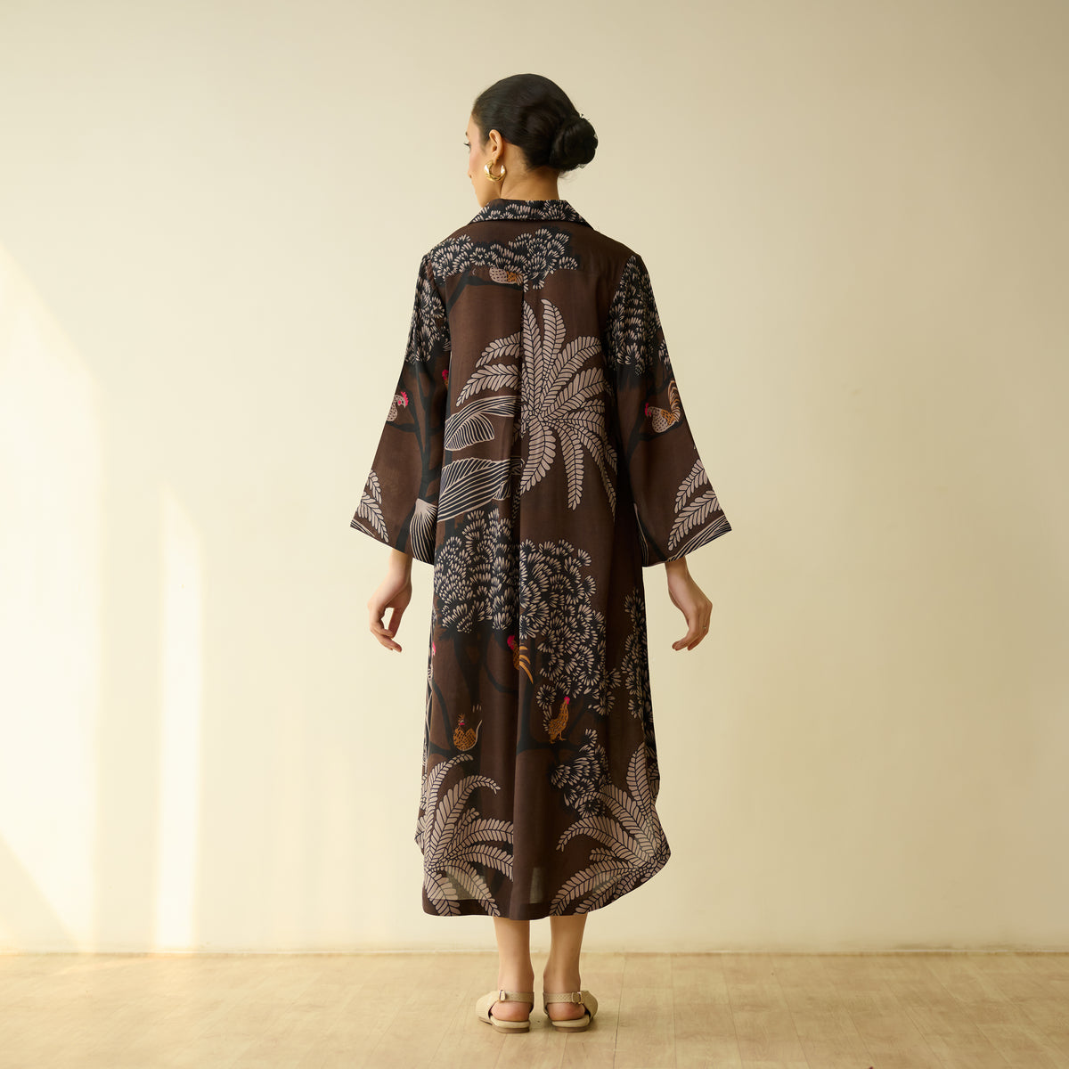 Palm Tree Modal Statement Dress - Coco Brown