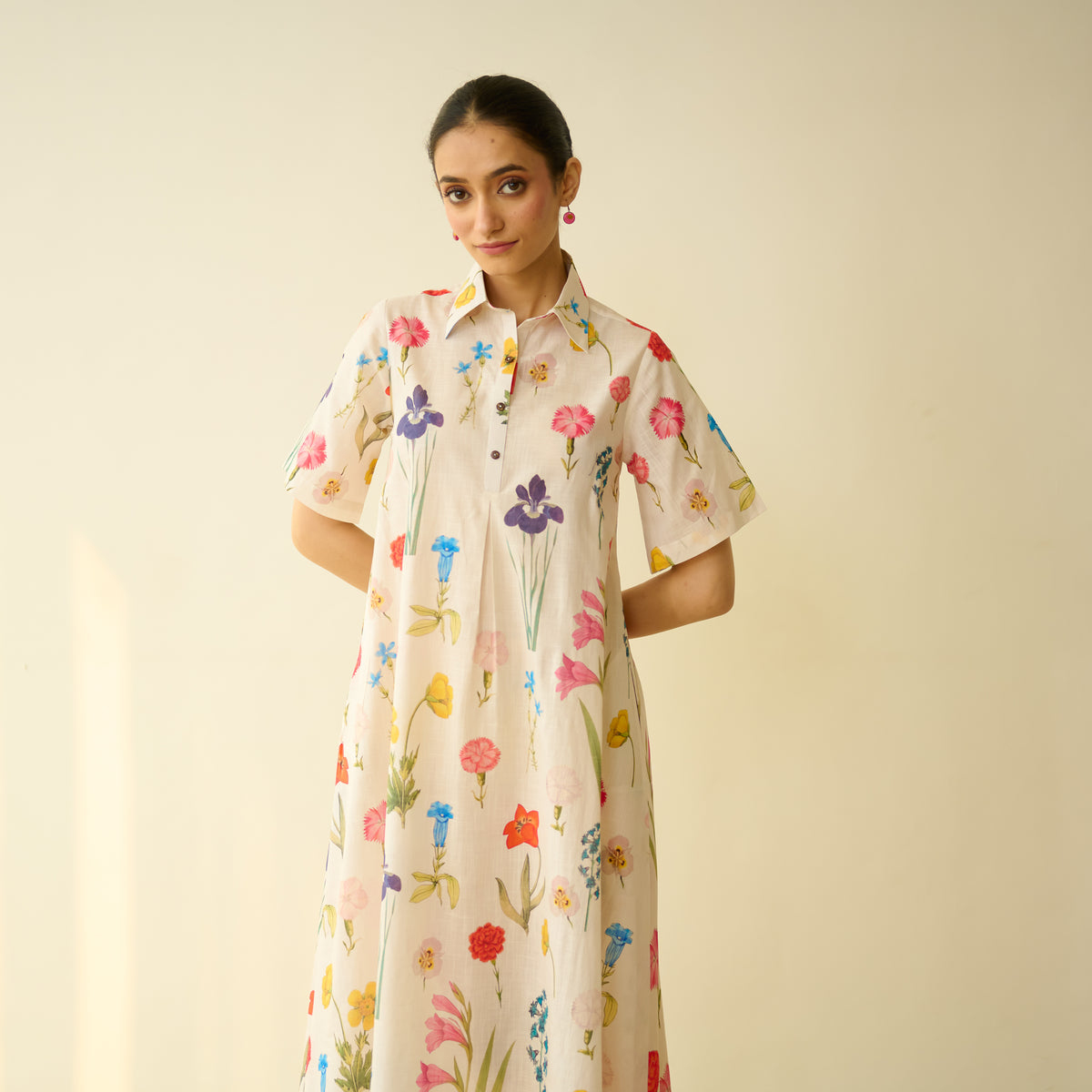 Ruby Slub Cotton Day Dress - Off White
