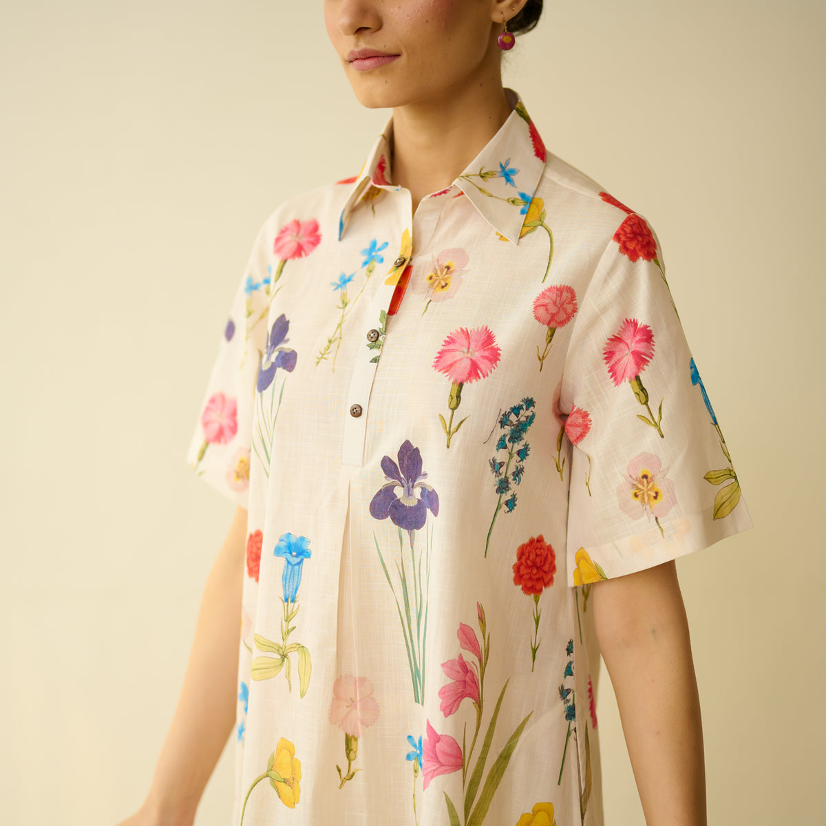 Ruby Slub Cotton Day Dress - Off White