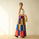 Ludo Check Overlap Slub Cotton Skirt - Multicolour