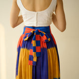 Ludo Check Overlap Slub Cotton Skirt - Multicolour