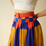 Ludo Check Overlap Slub Cotton Skirt - Multicolour