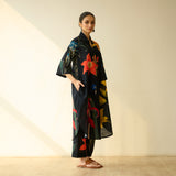 Into the Wilderness Slub Cotton Kurta Set - Black