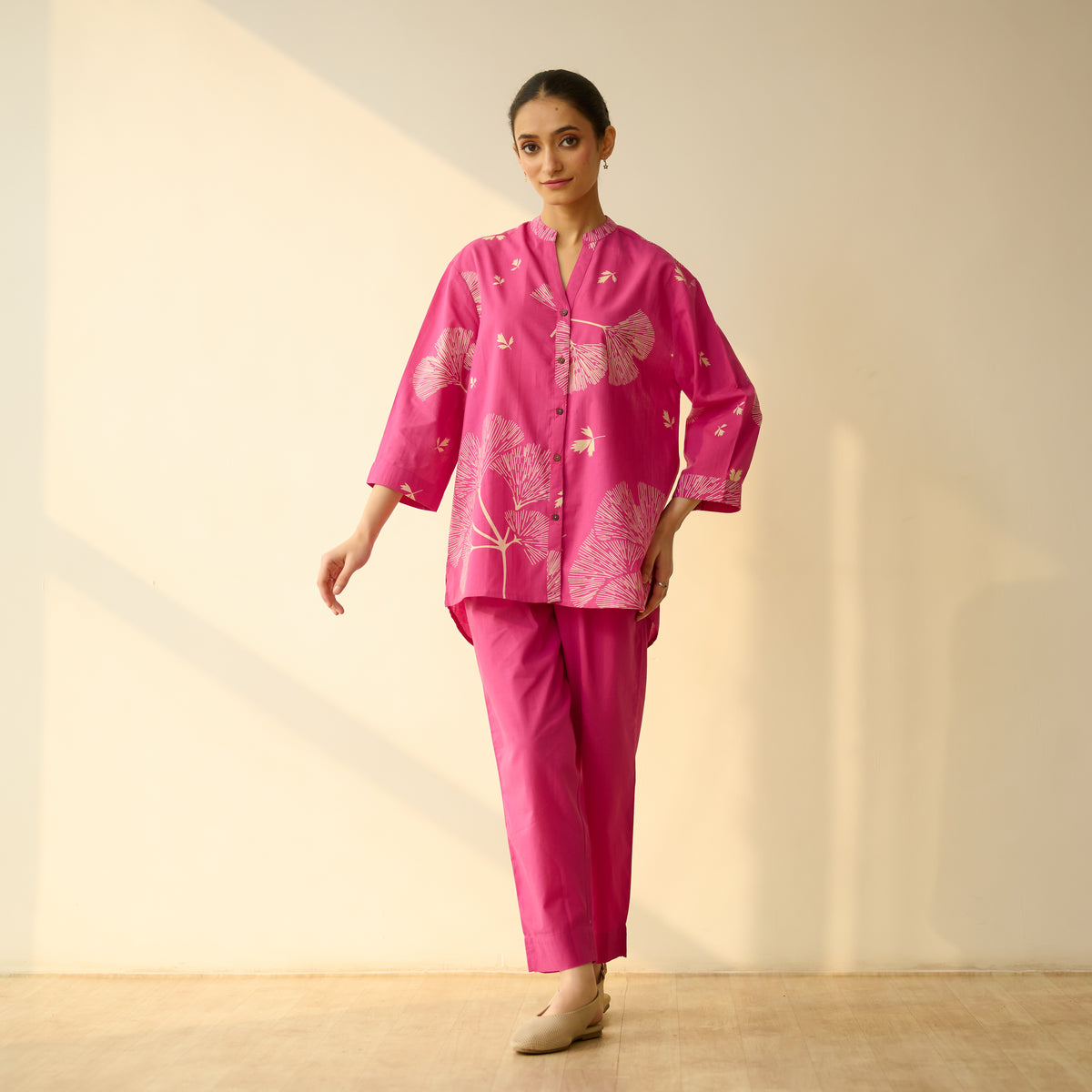 Palm Cotton Coord Set - Pink
