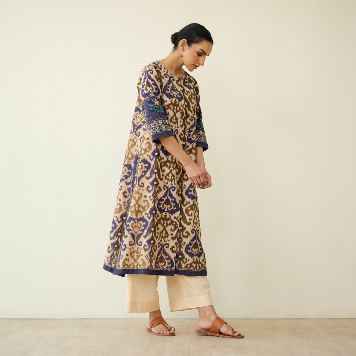 Abha Slub Cotton Kurta - Violet
