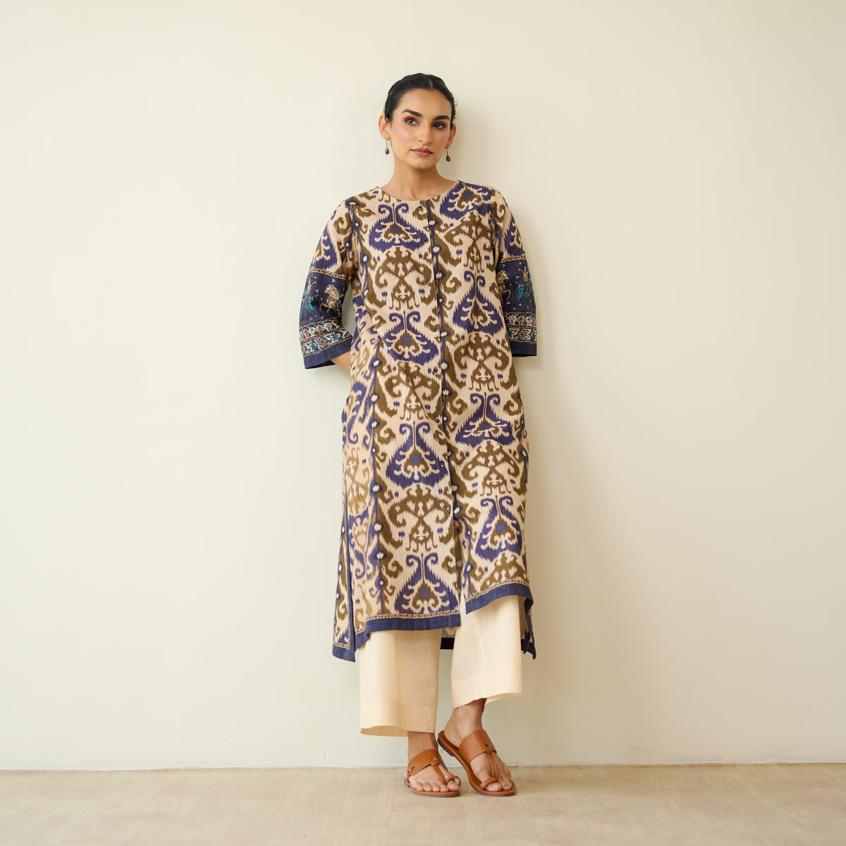 Abha Slub Cotton Kurta - Violet