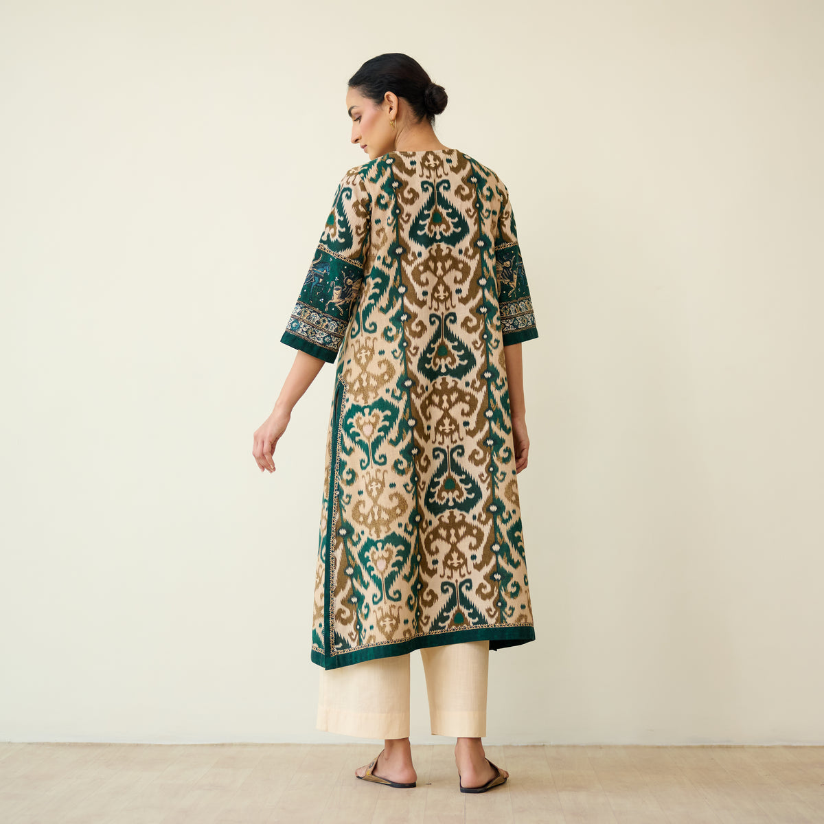 Abha Slub Cotton Kurta - Emerald Green