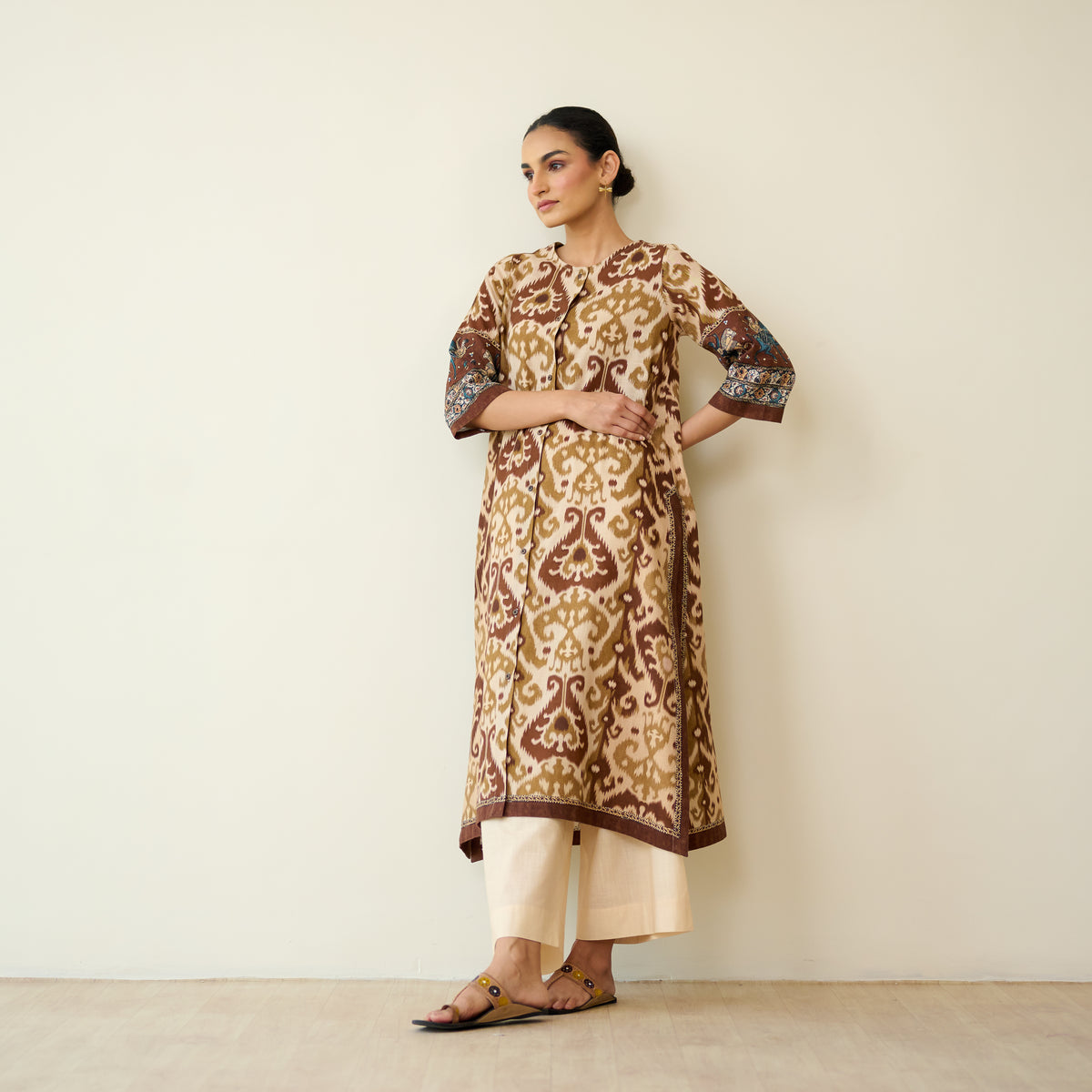 Abha Slub Cotton Kurta - Earthy Brown