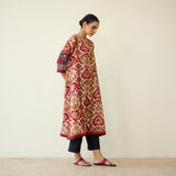 Abha Slub Cotton Kurta - Ruby Red