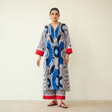 Rhythm Slub Cotton Kurta Set - Electric Blue & Grey