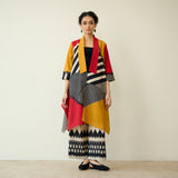 Mix and Match Slub Cotton Shrug Set - Tomato Red & Turmeric Yellow