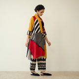 Mix and Match Slub Cotton Shrug Set - Tomato Red & Turmeric Yellow