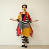 Mix and Match Slub Cotton Shrug Set - Tomato Red & Turmeric Yellow