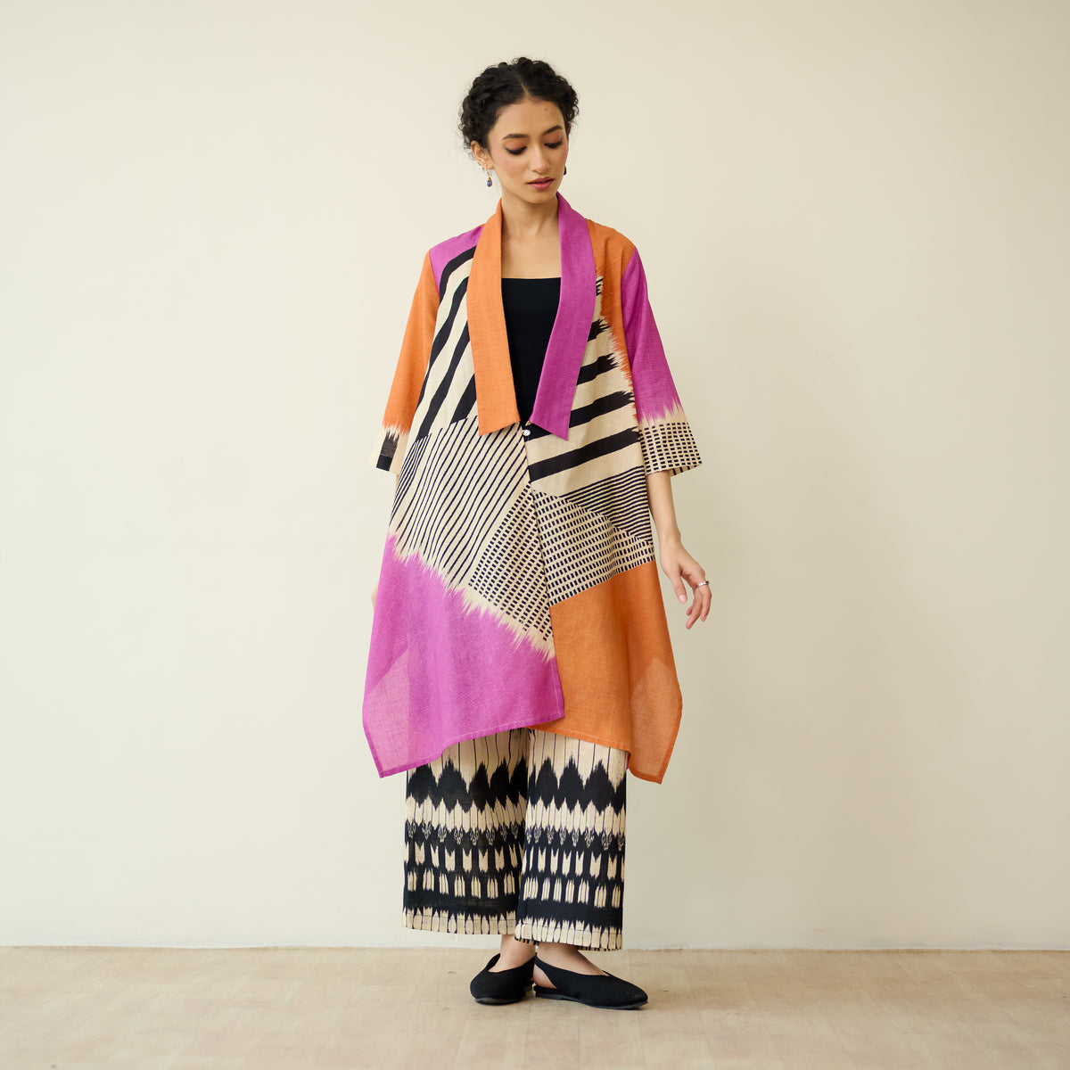 Mix and Match Slub Cotton Shrug Set - Tangerine & Candy Pink