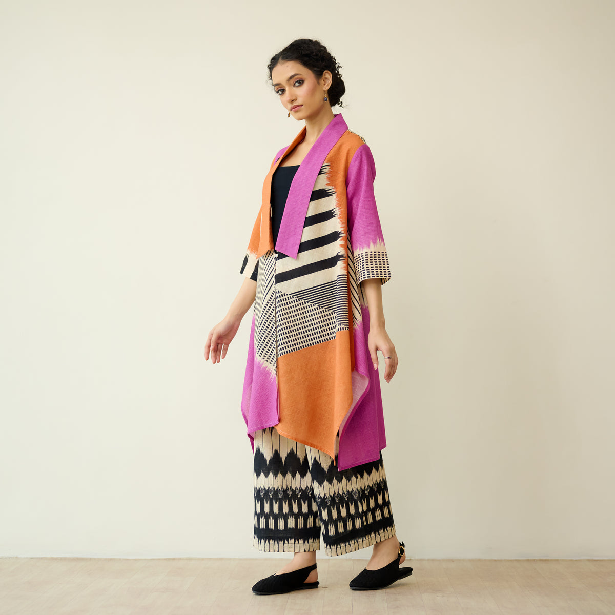 Mix and Match Slub Cotton Shrug Set - Tangerine & Candy Pink