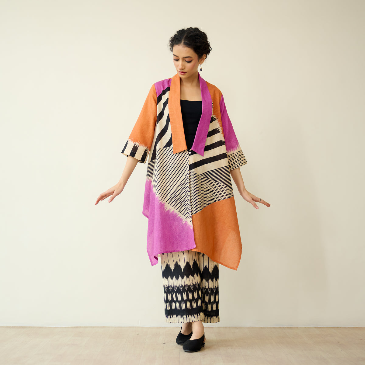 Mix and Match Slub Cotton Shrug Set - Tangerine & Candy Pink