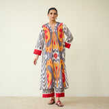 Rhythm Slub Cotton Kurta Set - Mustard & Grey