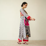 Rhythm Slub Cotton Kurta Set - Pink, Yellow & Black