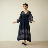 Solitaire Kota Doria Cotton Dress - Black