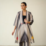 Rose Mulmul Cotton Shrug Set - Black