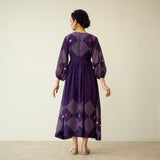 Solitaire Kota Doria Cotton Dress - Aubergine