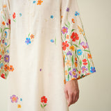 Blossom Hand Embroidered Slub Cotton Kurta Set - Ivory