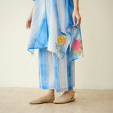Rose Mulmul Cotton Shrug Set - Azure Blue