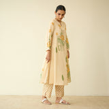 Lotus Bloom Mulmul Cotton Kurta Set - Butter Yellow