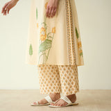 Lotus Bloom Mulmul Cotton Kurta Set - Butter Yellow