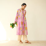 Lazy Summers Mulmul Cotton Kurta - Mulberry Purple