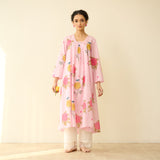 Summer Joy Mulmul Cotton Everyday Kurta - Pastel Pink