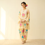 Dilruba Semi Festive Mulmul Cotton Salwar Set - Butter Yellow
